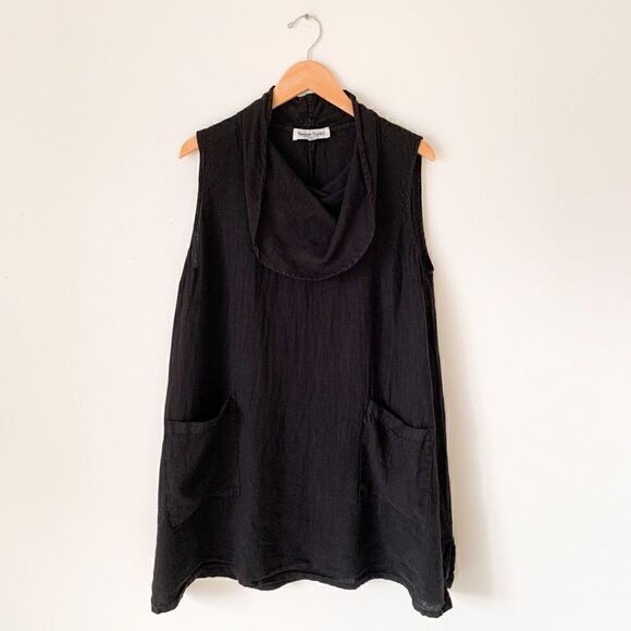 Snappy Turtle black sleeveless cowl necklace tunic - Picture 1 of 5